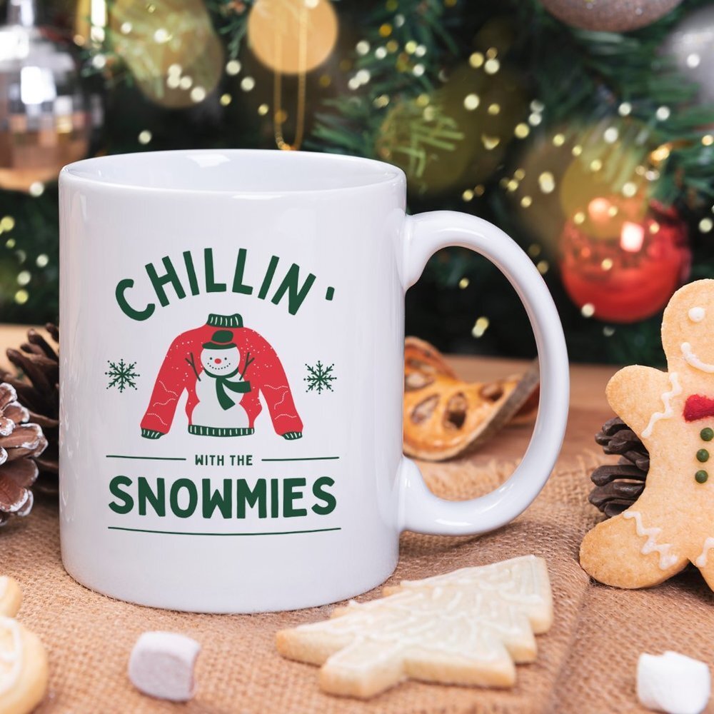 Chillin with the Snowmies Christmas White Mug